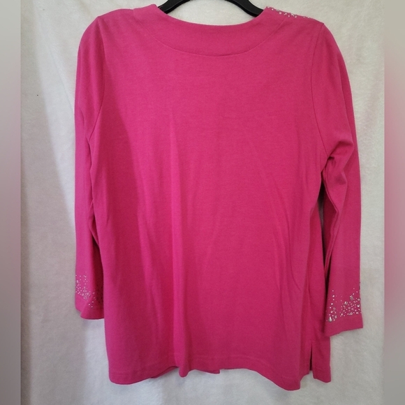 Quacker Factory Hot Pink Cardigan with Crystals and Studs Size Medium NWT - Picture 6 of 6